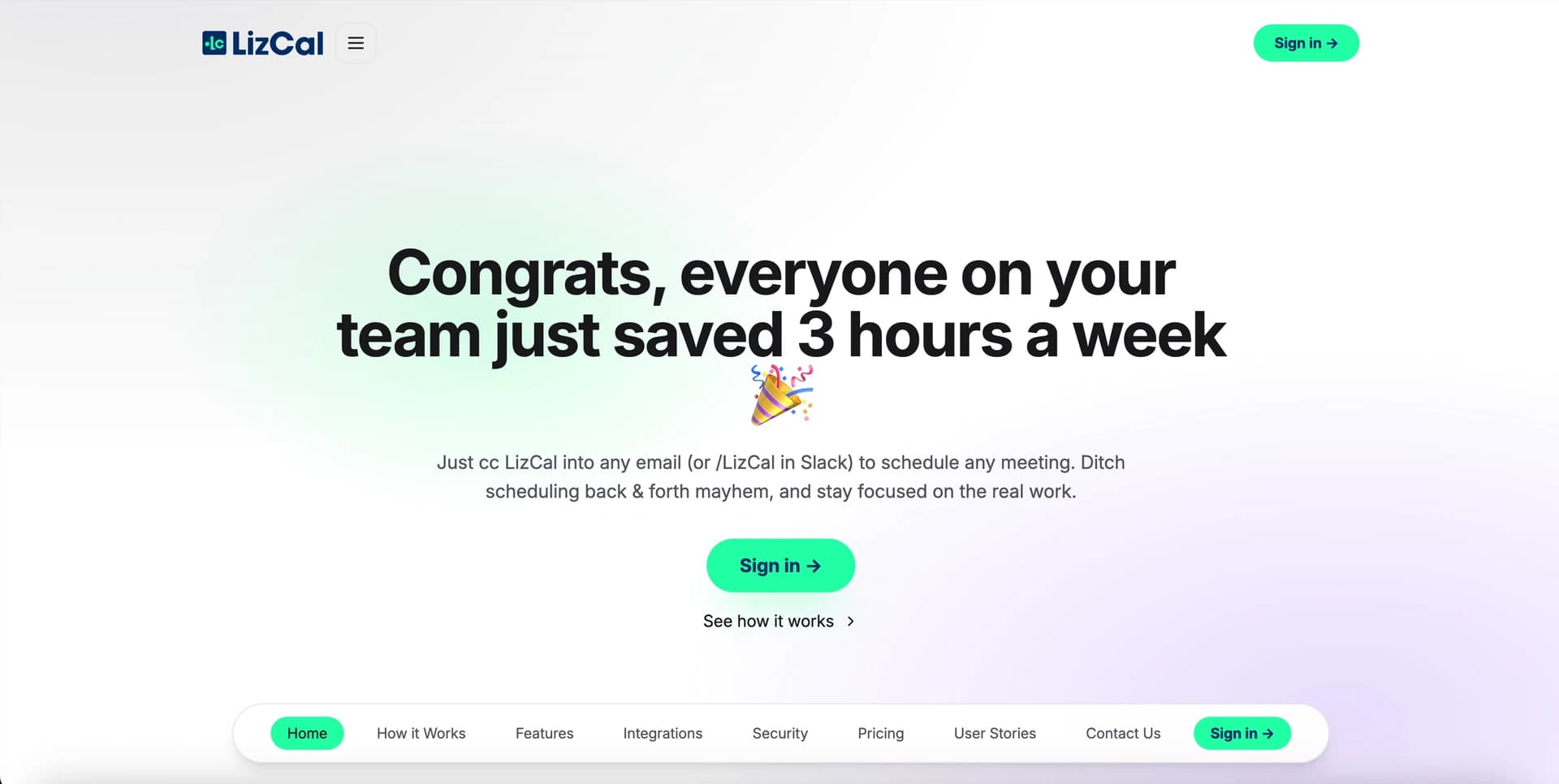LizCal website design