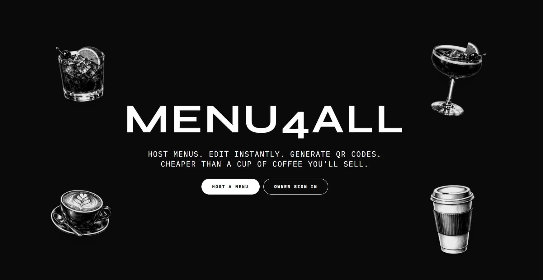 menu4all website design