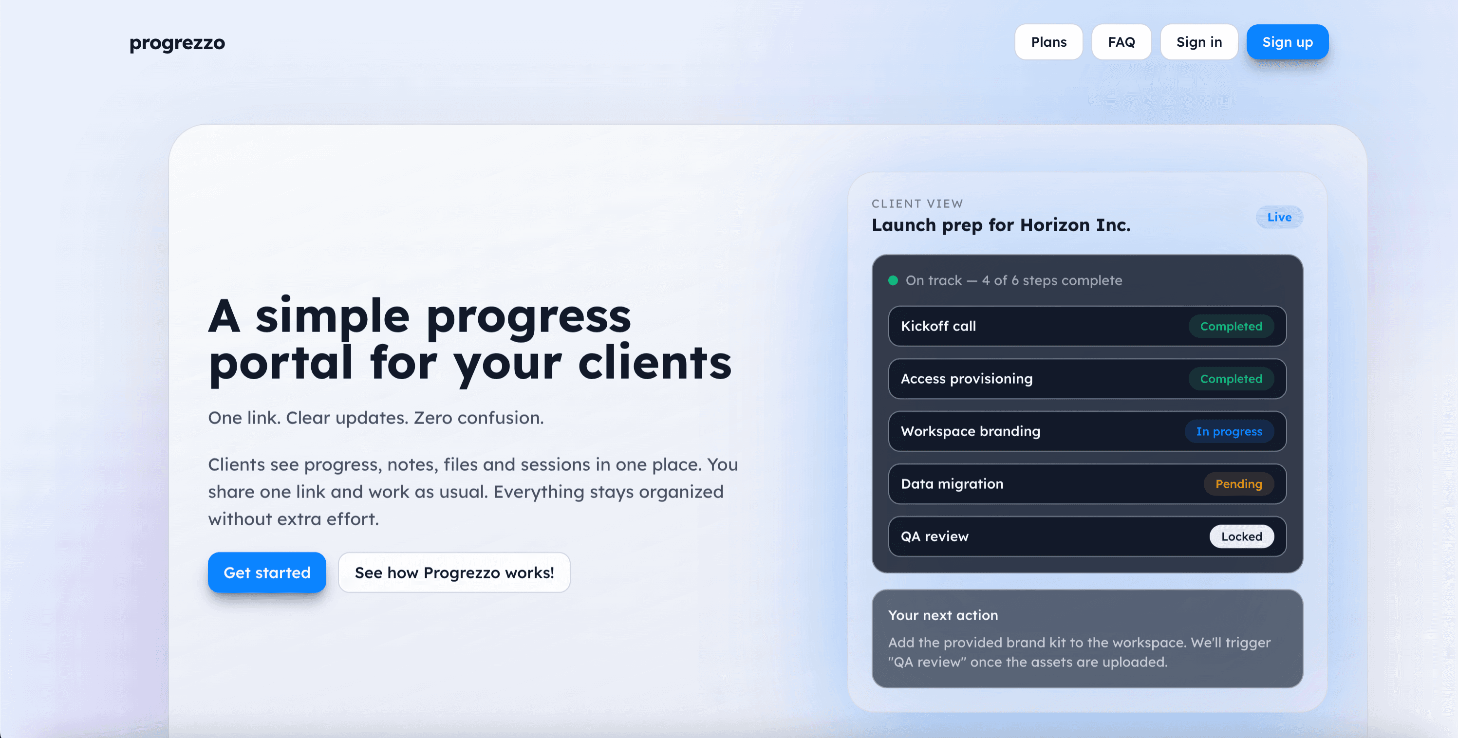 Progrezzo landing page preview